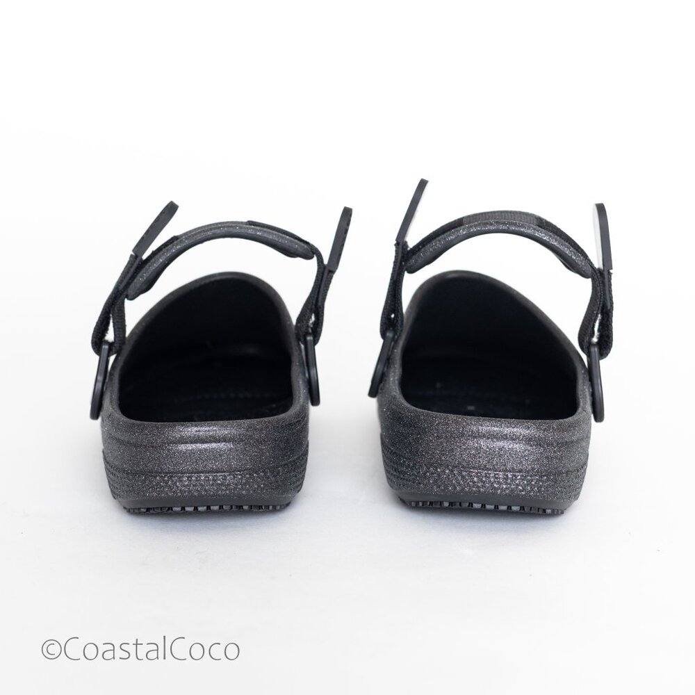 Crocs Classic Work Graphic Clog Hook & Loop Unisex M 7 / W 9 Shoes Black Glitter - Picture 7 of 10